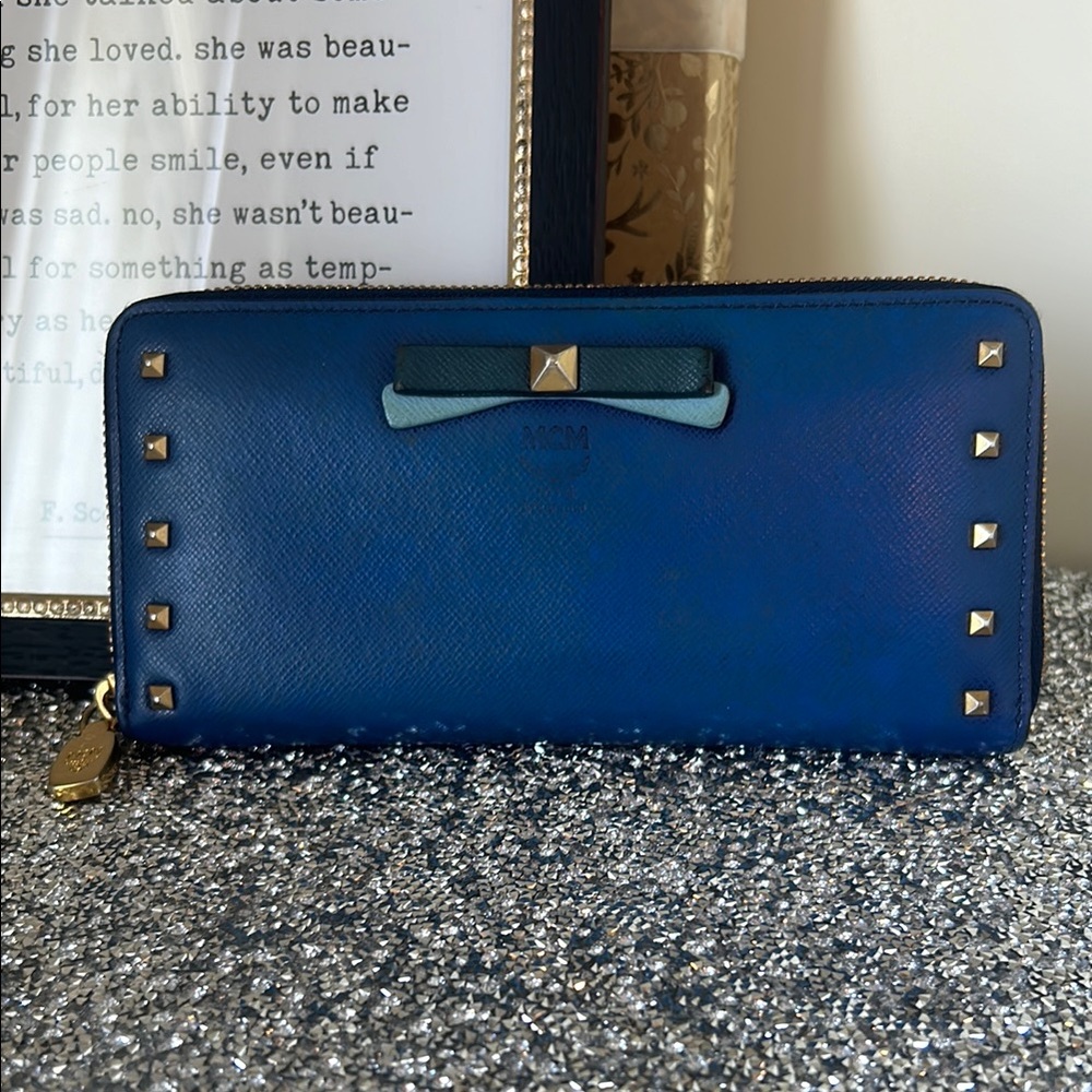 MCM Studded Zip Wallet